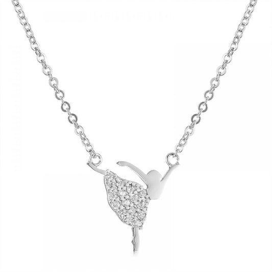 Sterling Silver Plated CZ Studded Valentine Dancing Girl Pendant For Girls, Teens & Women (MD_2065)