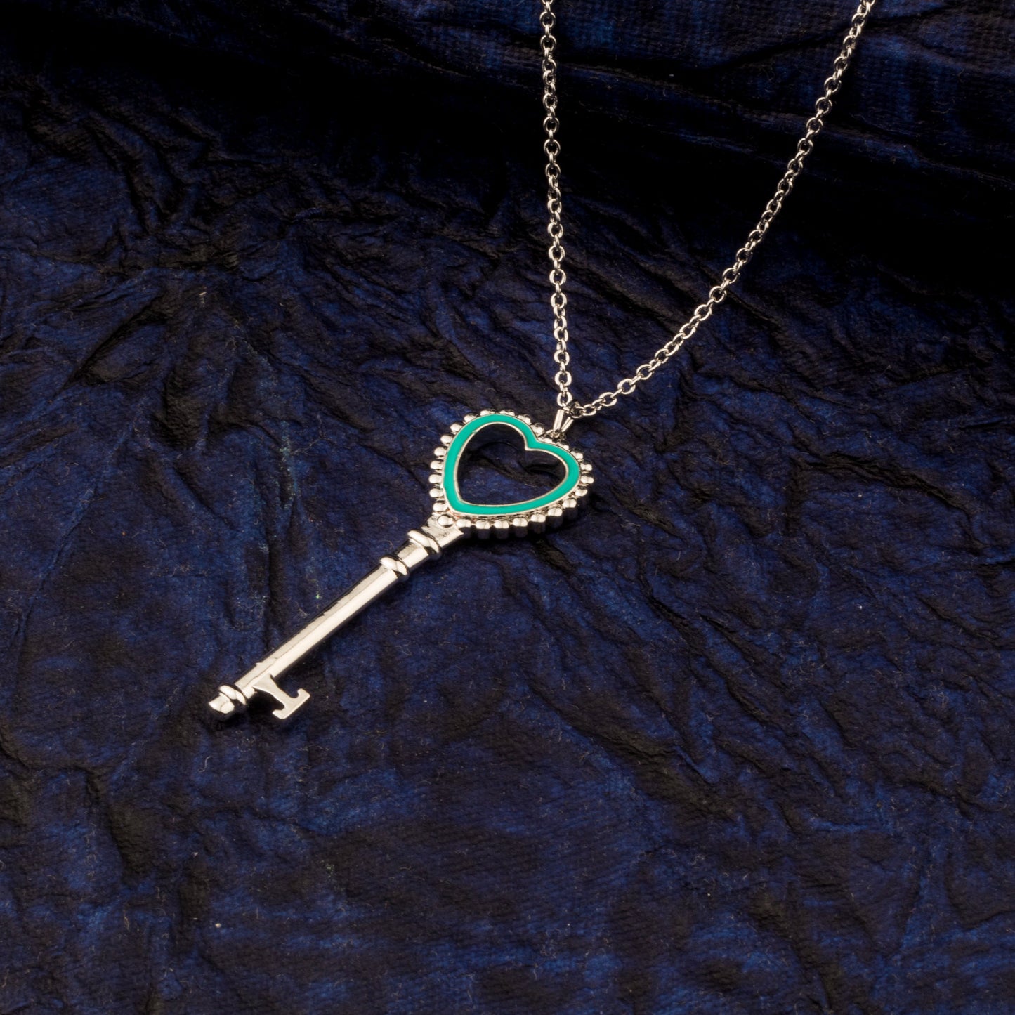 Sterling Silver Plated CZ Studded Valentine Heart and Key Pendant For Girls, Teens & Women (MD_2067)