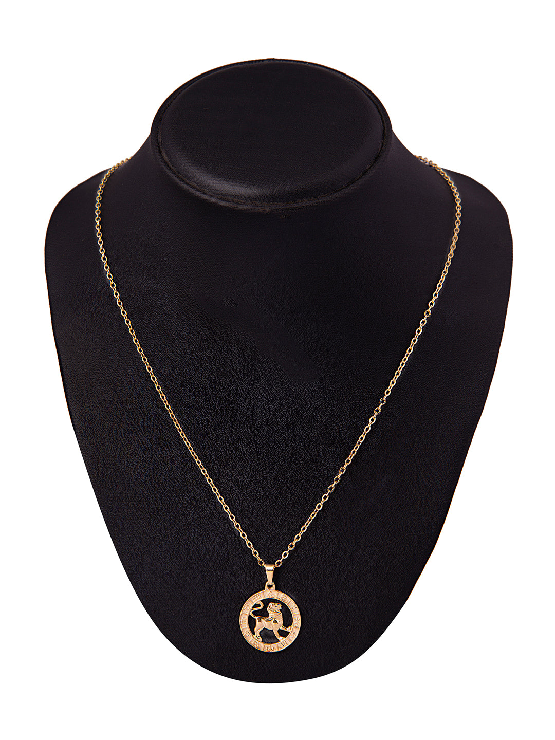 Gold Plated Delicate Stylish and Latest Zodiac Sun Sign Rashi Pendants Necklace for Women & Girls - LEO