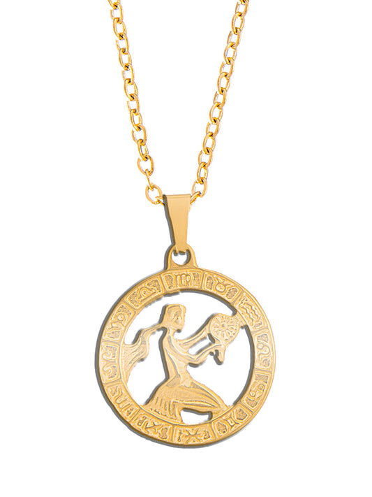 Gold Plated Delicate Stylish and Latest Zodiac Sun Sign Rashi Pendants Necklace for Women & Girls - VIRGO