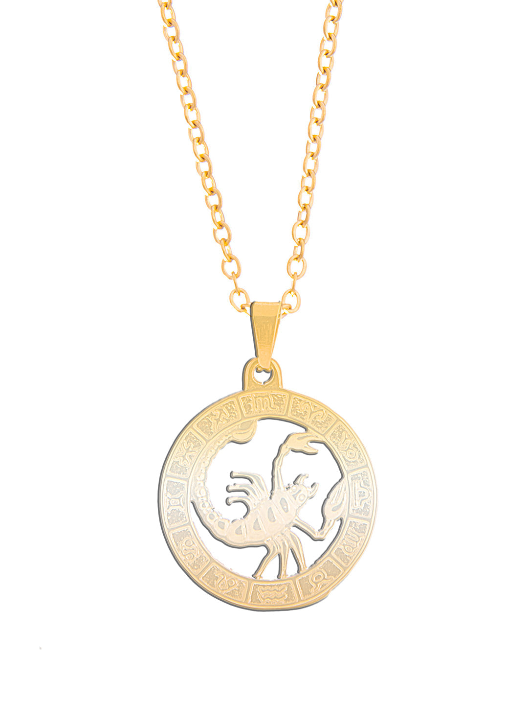 Gold Plated Delicate Stylish and Latest Zodiac Sun Sign Rashi Pendants Necklace for Women & Girls - SCORPIO