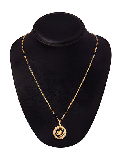 Gold Plated Delicate Stylish and Latest Zodiac Sun Sign Rashi Pendants Necklace for Women & Girls - SCORPIO