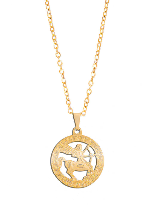 Gold Plated Delicate Stylish and Latest Zodiac Sun Sign Rashi Pendants Necklace for Women & Girls - SAGITARAUS