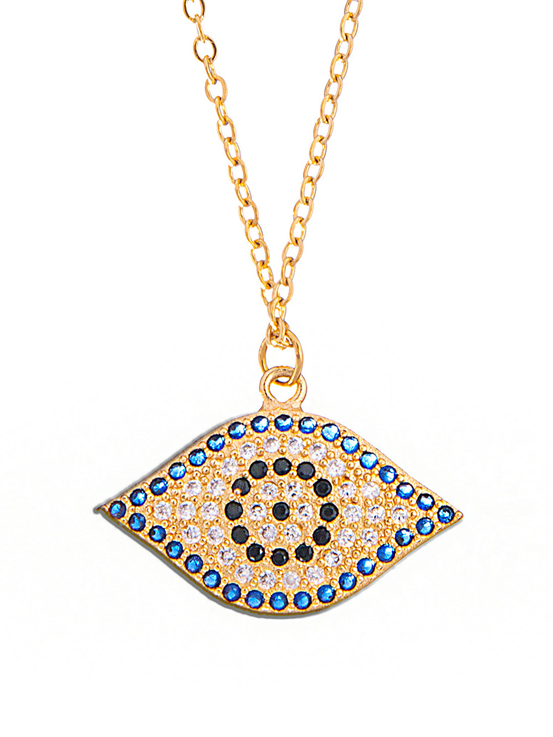 Gold Plated CZ Studded American Diamond Evil Eye Necklace For Girls, Teens & Women (MD_2101) - Shining Jewel