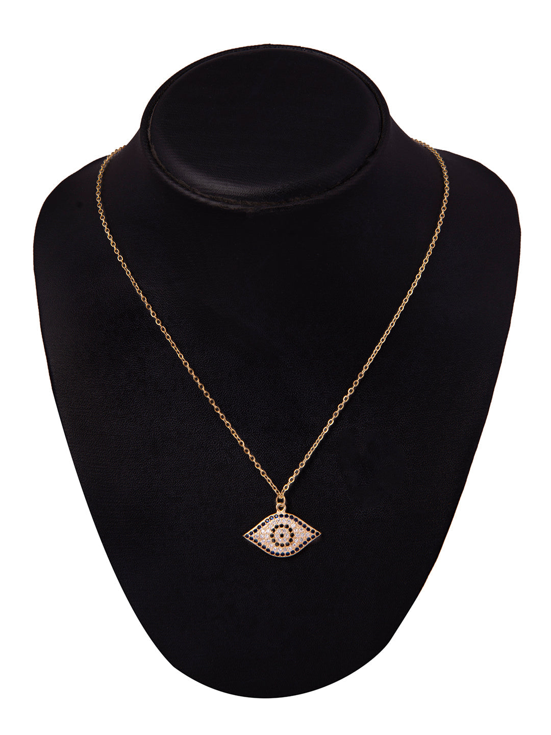 Gold Plated CZ Studded American Diamond Evil Eye Necklace For Girls, Teens & Women (MD_2101)