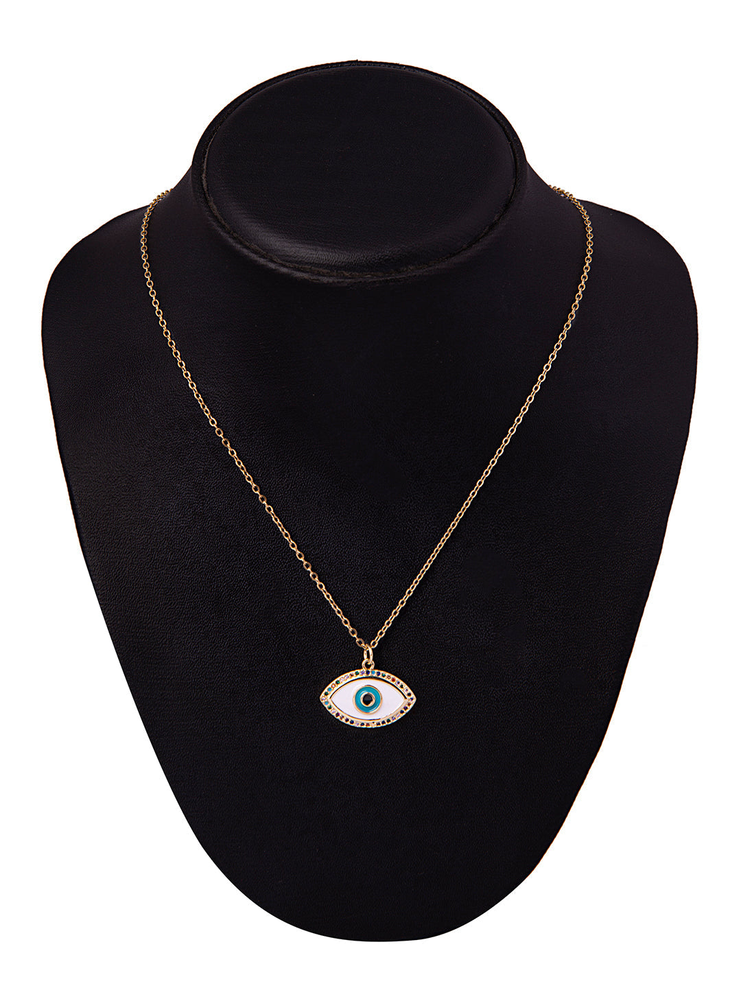 Gold Plated CZ Studded American Diamond Evil Eye Necklace For Girls, Teens & Women (MD_2102)