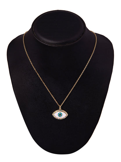 Gold Plated CZ Studded American Diamond Evil Eye Necklace For Girls, Teens & Women (MD_2102)