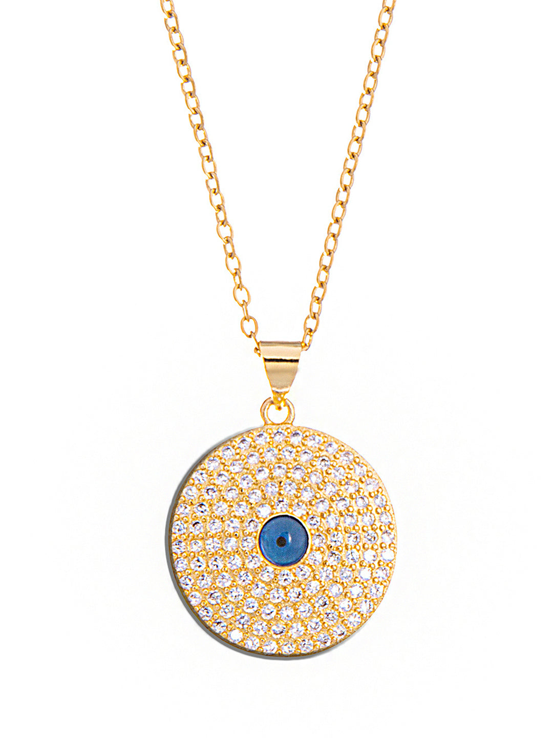 Gold Plated CZ Studded American Diamond Evil Eye Necklace For Girls, Teens & Women (MD_2103) - Shining Jewel