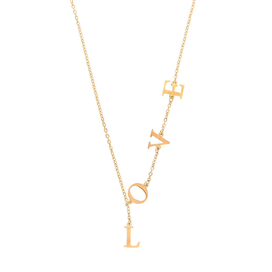 Gold Plated Stylish Designer Adjustable and Delicate Letter LOVE Necklace Pendant For Girls, Teens & Women (MD_2111)