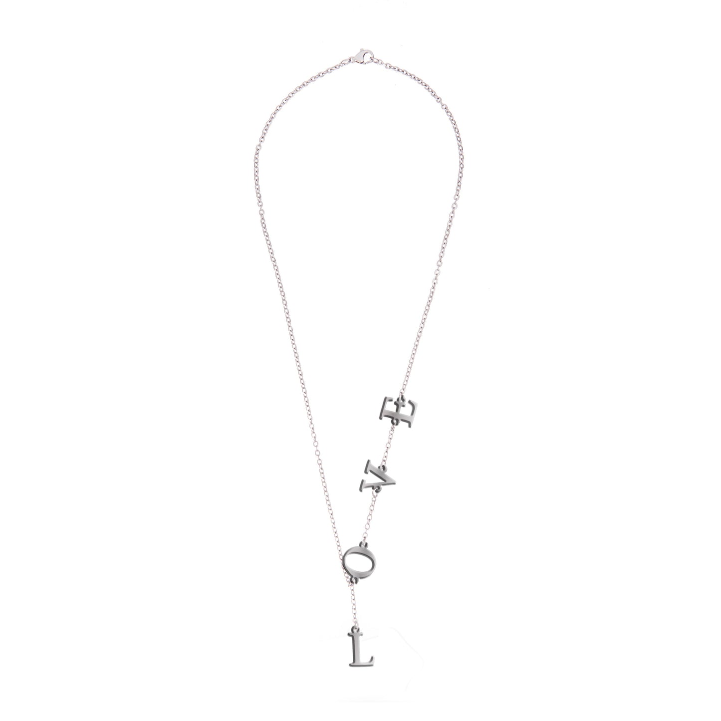 Silver Plated Stylish Designer Adjustable and Delicate Letter LOVE Necklace Pendant For Girls, Teens & Women (MD_2112)