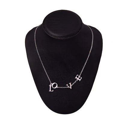 Silver Plated Stylish Designer Adjustable and Delicate Letter LOVE Necklace Pendant For Girls, Teens & Women (MD_2112)