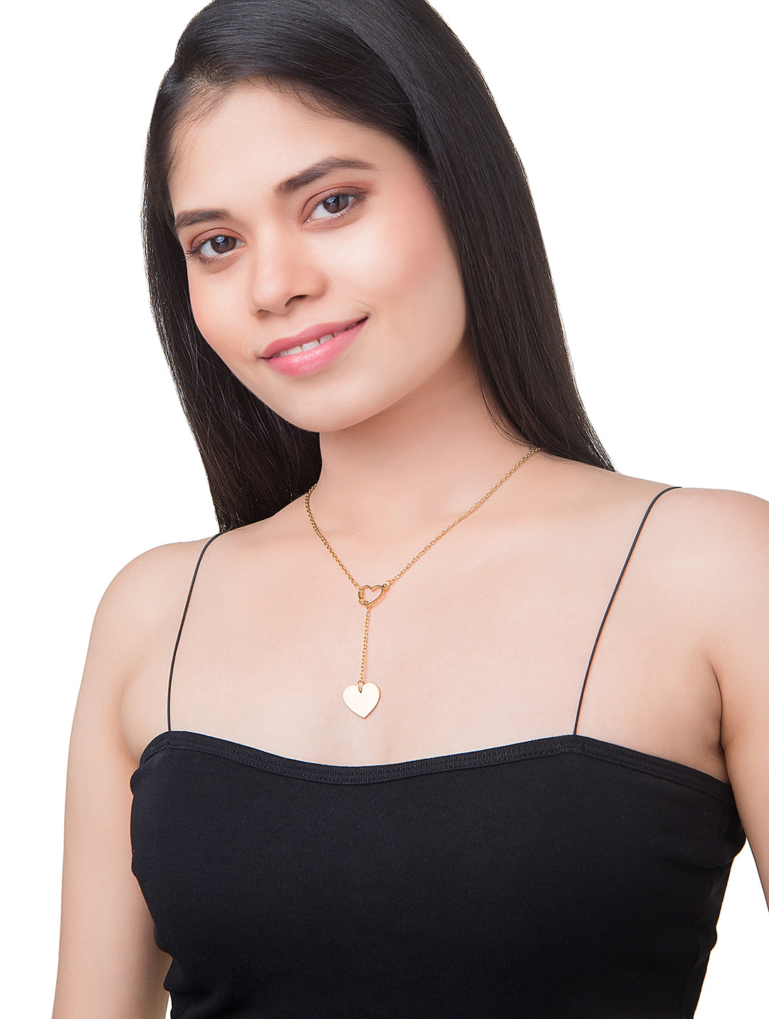 Gold Plated Stylish Designer Adjustable and Delicate Heart Necklace Pendant For Girls, Teens & Women (MD_2113)