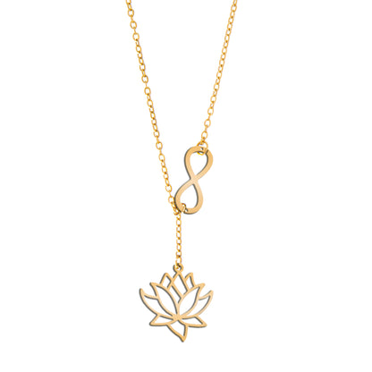 Gold Plated Stylish Designer Adjustable and Delicate Lotus & Infinity Necklace Pendant For Girls, Teens & Women (MD_2115)