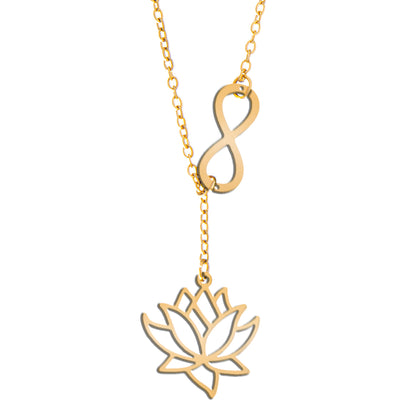 Gold Plated Stylish Designer Adjustable and Delicate Lotus & Infinity Necklace Pendant For Girls, Teens & Women (MD_2115) - Shining Jewel