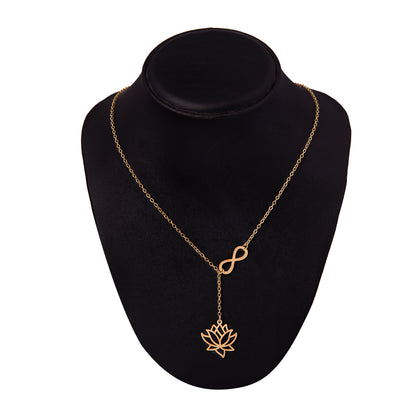 Gold Plated Stylish Designer Adjustable and Delicate Lotus & Infinity Necklace Pendant For Girls, Teens & Women (MD_2115)