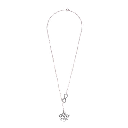 Silver Plated Stylish Designer Adjustable and Delicate Lotus & Infinity Necklace Pendant For Girls, Teens & Women (MD_2116)