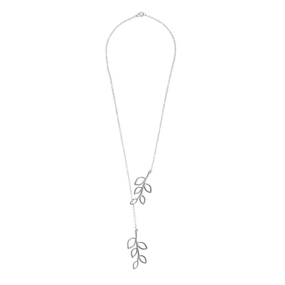 Silver Plated Stylish Designer Adjustable and Delicate Double Leafs Necklace Pendant For Girls, Teens & Women (MD_2118)