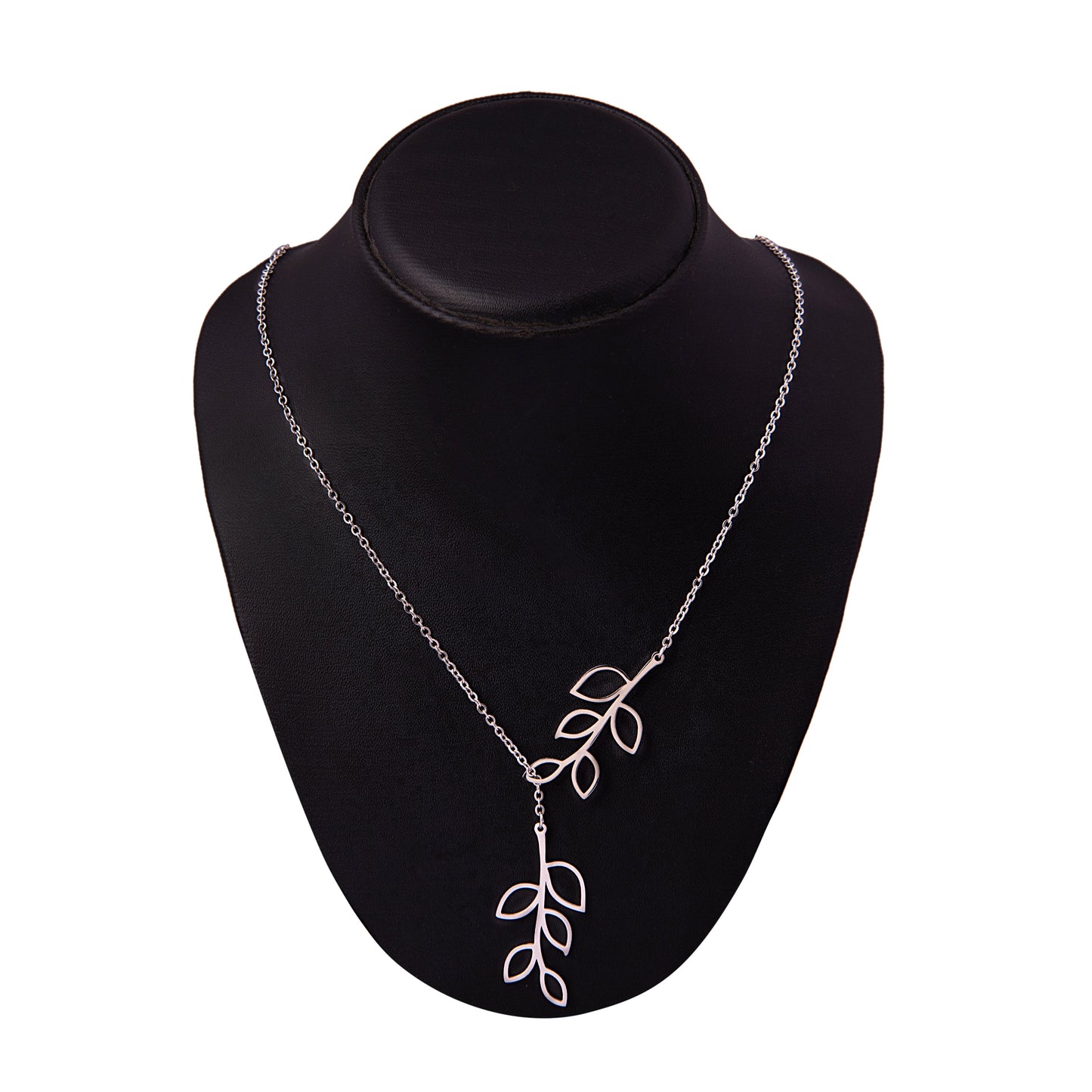 Silver Plated Stylish Designer Adjustable and Delicate Double Leafs Necklace Pendant For Girls, Teens & Women (MD_2118)