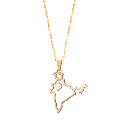 Gold Plated Stylish Designer Adjustable and Delicate India Map Necklace Pendant For Girls, Teens & Women (MD_2119)