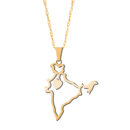 Gold Plated Stylish Designer Adjustable and Delicate India Map Necklace Pendant For Girls, Teens & Women (MD_2119) - Shining Jewel