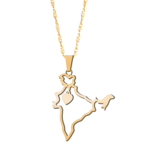 Gold Plated Stylish Designer Adjustable and Delicate India Map Necklace Pendant For Girls, Teens & Women (MD_2119) - Shining Jewel