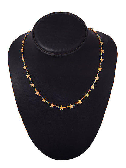 Gold Plated Stylish Designer Adjustable and Delicate Star link Necklace Pendant For Girls, Teens & Women (MD_2133)