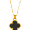 Gold Plated CZ Zircon Designer Flower Clover Pendant For Girls, Teens & Women (MD_2139_BK)