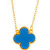 Gold Plated CZ Zircon Designer Flower Clover Pendant For Girls, Teens & Women (MD_2139_BL)