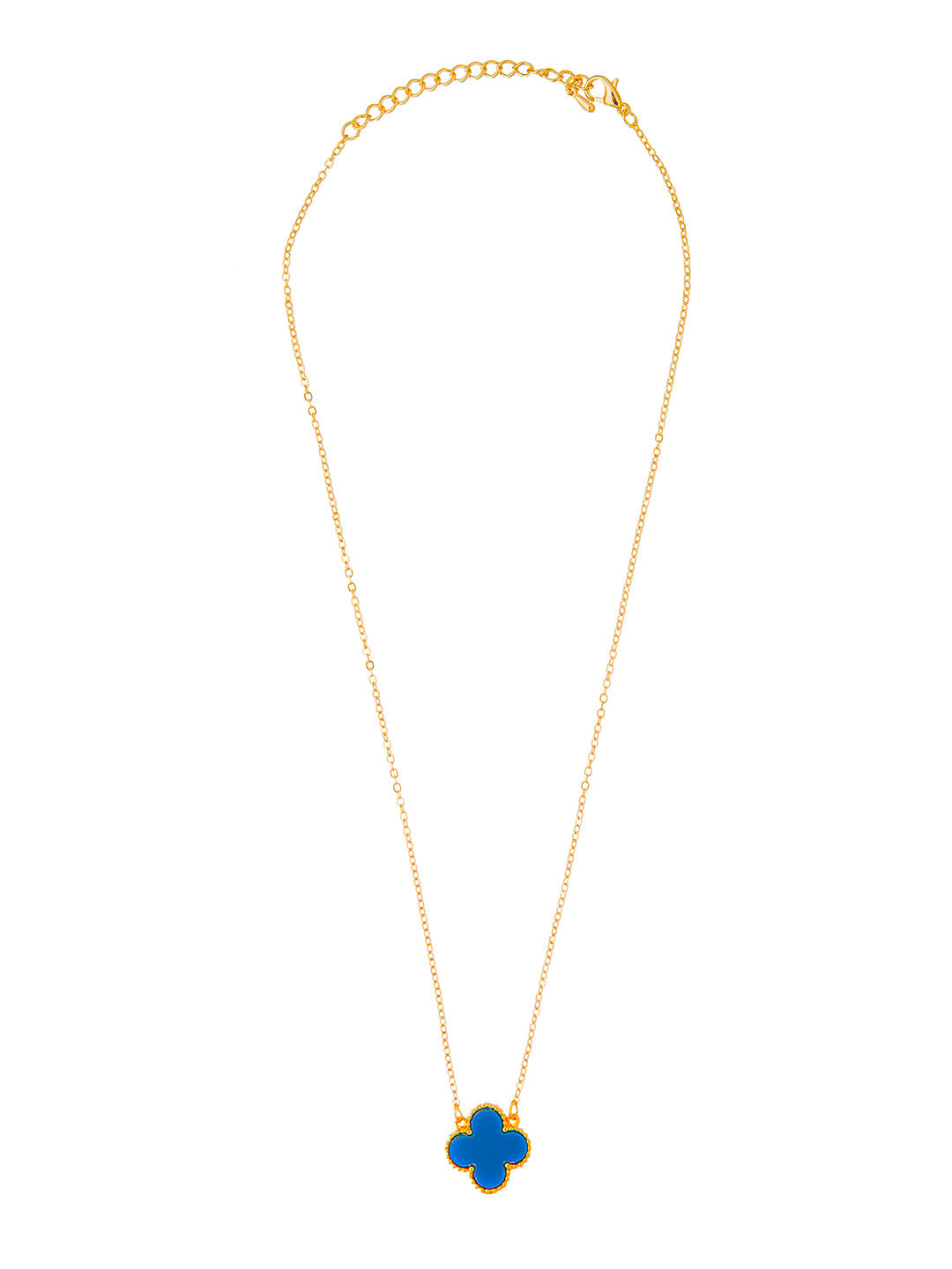 Gold Plated CZ Zircon Designer Flower Clover Pendant For Girls, Teens & Women (MD_2139_BL)