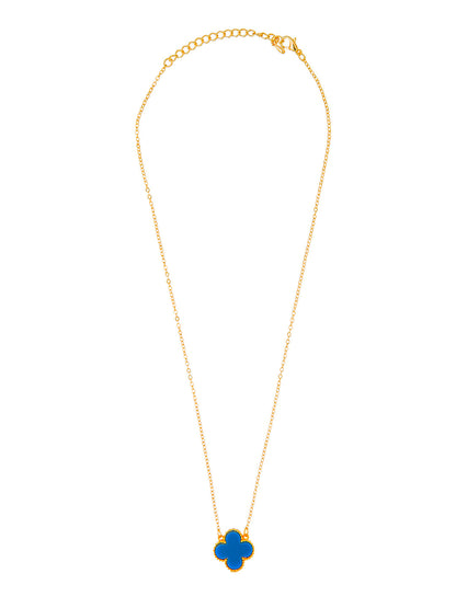 Gold Plated CZ Zircon Designer Flower Clover Pendant For Girls, Teens & Women (MD_2139_BL)
