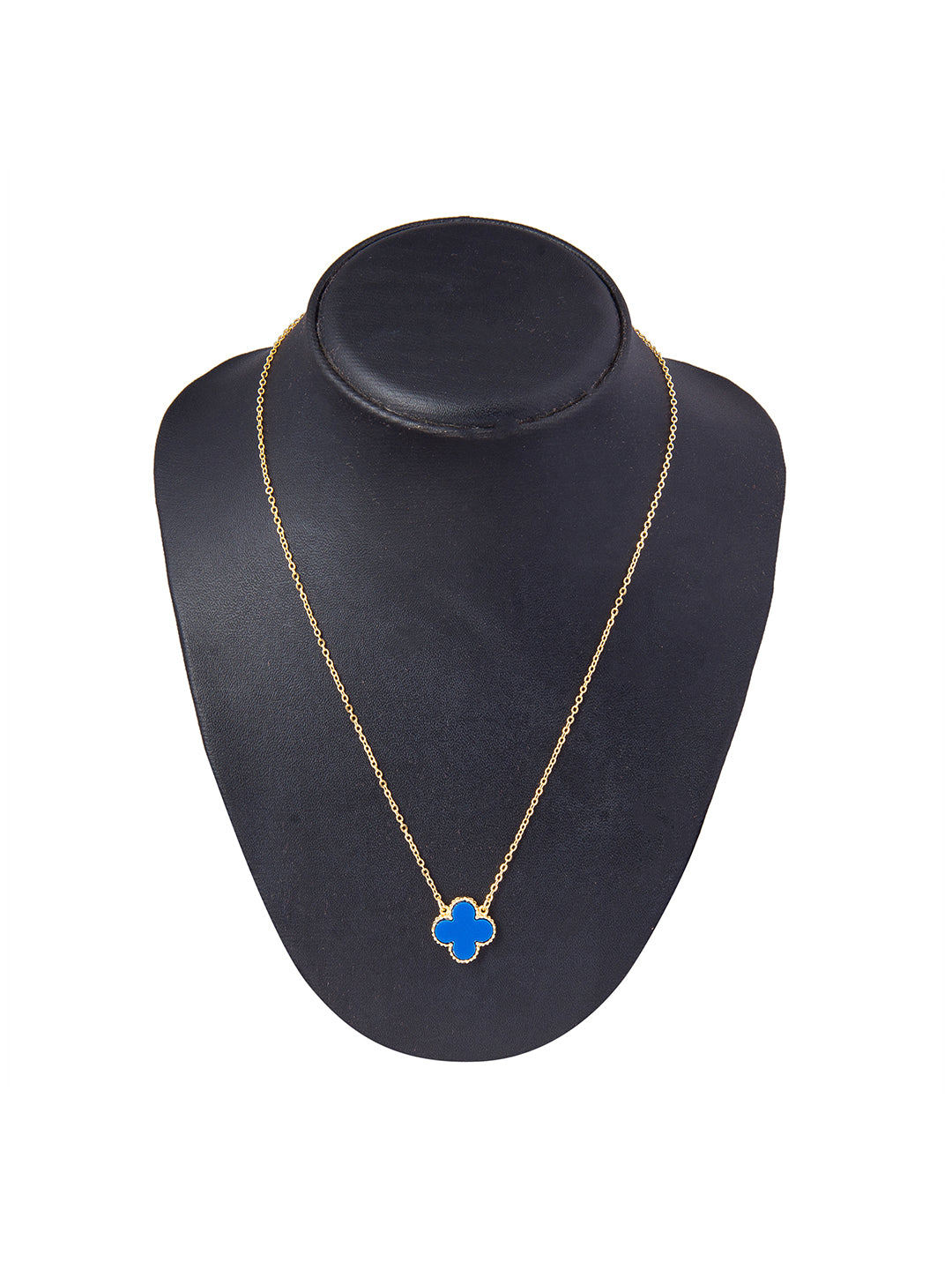 Gold Plated CZ Zircon Designer Flower Clover Pendant For Girls, Teens & Women (MD_2139_BL)