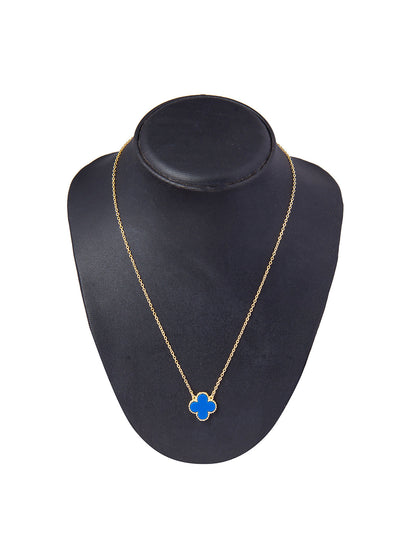 Gold Plated CZ Zircon Designer Flower Clover Pendant For Girls, Teens & Women (MD_2139_BL)