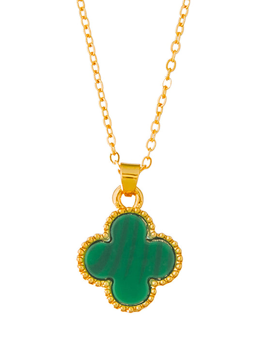 Gold Plated CZ Zircon Designer Flower Clover Pendant For Girls, Teens & Women (MD_2139_G)