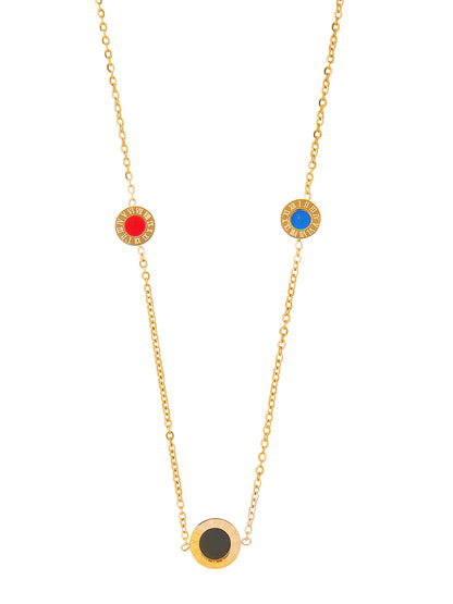 Gold Plated Designer Layer Chain Long Necklace With Matching Earring For Girls Teens Women