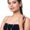 Gold Plated Long Chain Alhambra Clover Necklace With Matching Earring For Girls, Teens & Women MD_2142_GW
