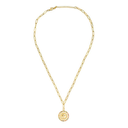 Gold Plated Plated CZ Studded American Diamond Sun Pendant Necklace For Girls, Teens & Women (MD_2148)