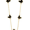 Black Onyx Gold Plated Butterfly Long Chain Necklace For Girls, Teens & Women MD_2152_BK
