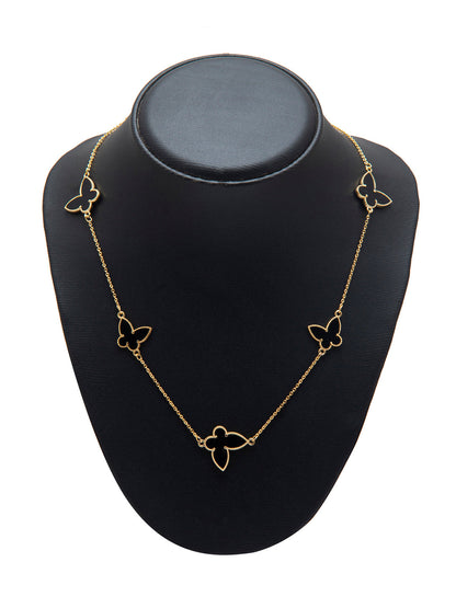 Black Onyx Gold Plated Butterfly Long Chain Necklace For Girls, Teens & Women MD_2152_BK