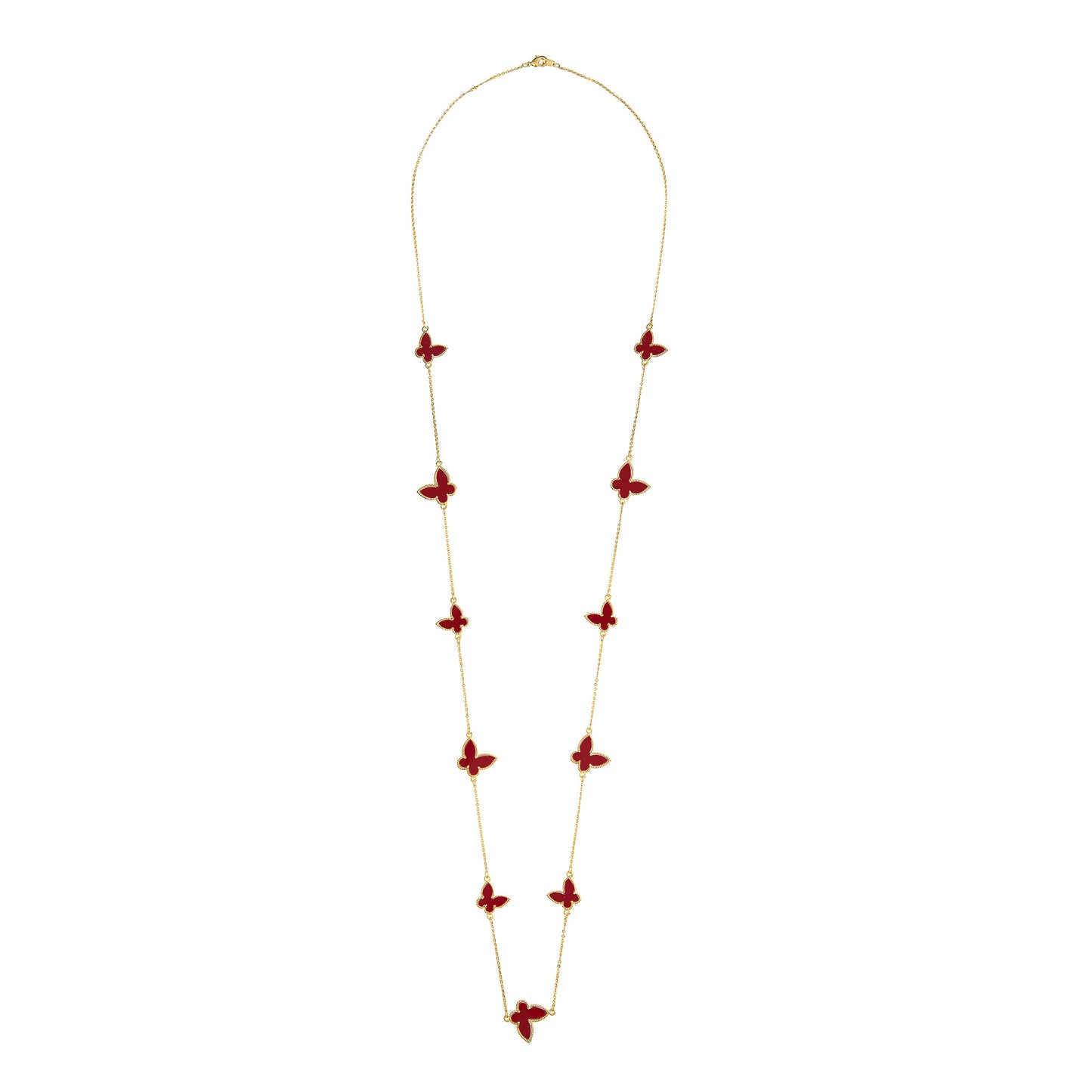 Red Onyx Gold Plated Butterfly Designer Chain  Necklace For Girls, Teens & Women MD_2152_R