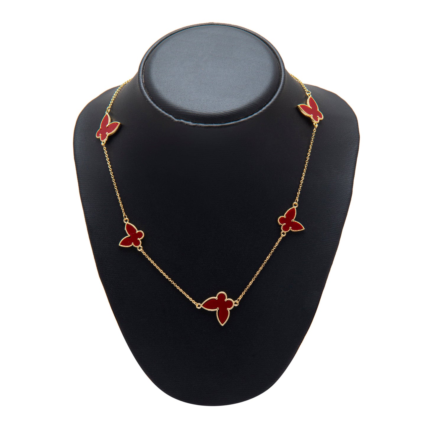 Red Onyx Gold Plated Butterfly Designer Chain  Necklace For Girls, Teens & Women MD_2152_R