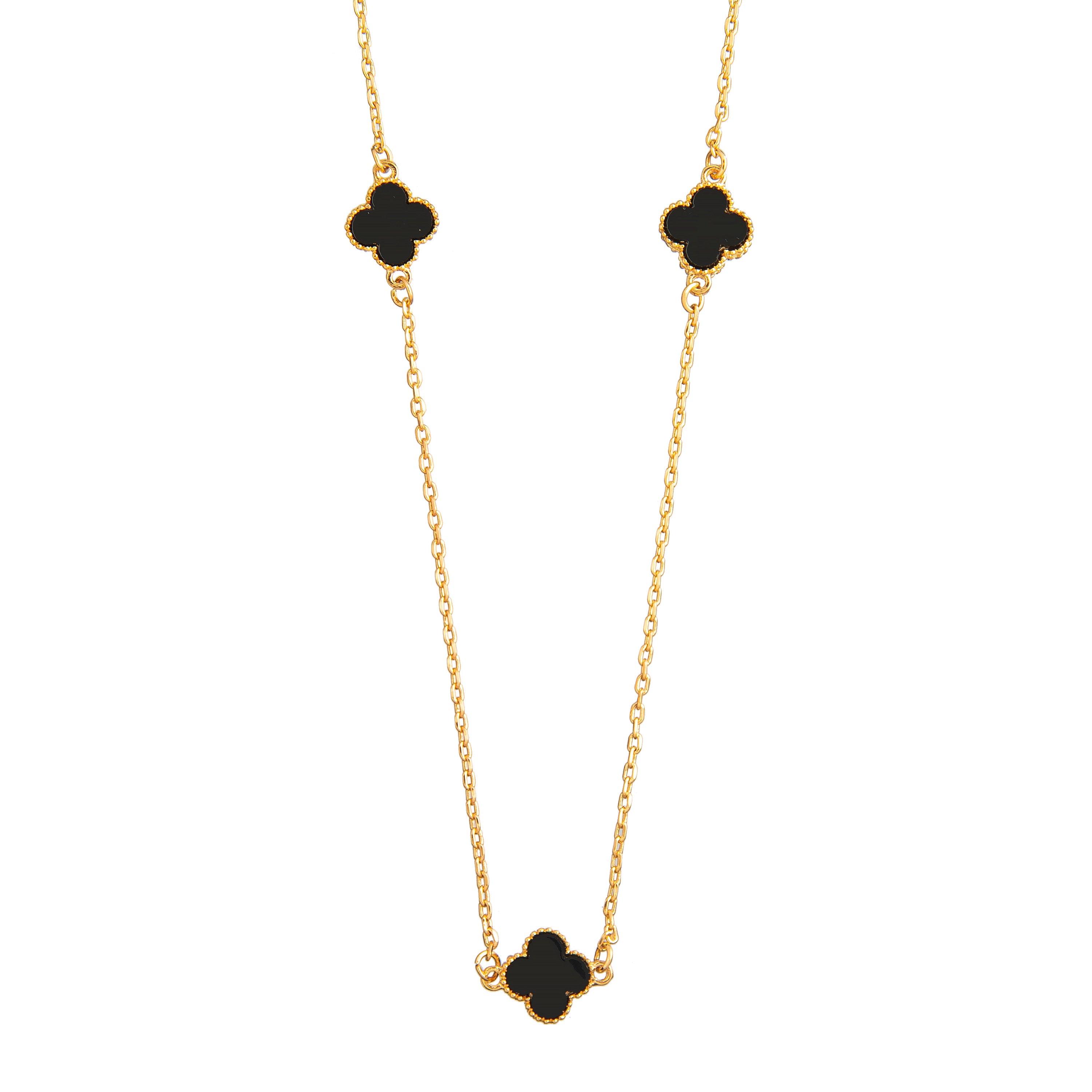 Black Onyx Long Chain Alhambra Clover Necklace For Girls,Teens & Women –  Shining Jewel