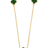 Green Onyx Long Chain Alhambra Clover Necklace  For Girls, Teens & Women MD_2153_G