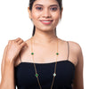 Green Onyx Long Chain Alhambra Clover Necklace  For Girls, Teens & Women MD_2153_G