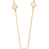 White Onyx Long Chain Alhambra Clover Necklace With  For Girls, Teens & Women MD_2153_W