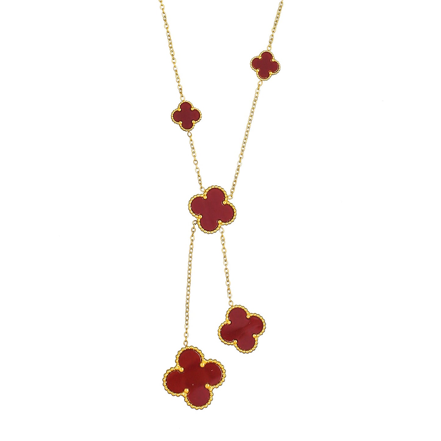 Moon Dust Gold Plated American Diamond Clover Pendant For Girls, Teens & Women (MD_2155_R)