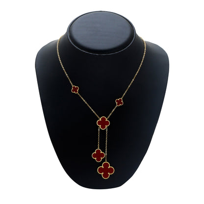 Moon Dust Gold Plated American Diamond Clover Pendant For Girls, Teens & Women (MD_2155_R)