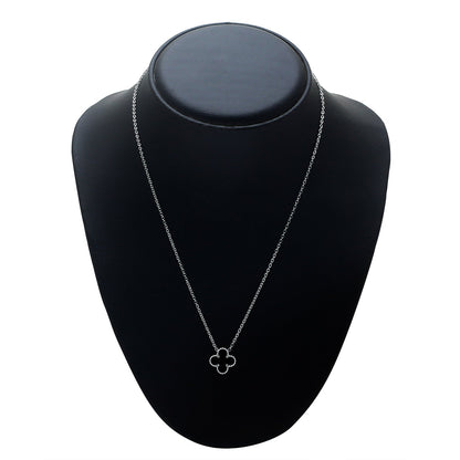 Moon Dust Gold Plated American Diamond Clover Pendant For Girls, Teens & Women (MD_2156_BK)