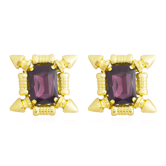 Gold Plated Fashionable Statement Button Stud Earrings (MD_28)