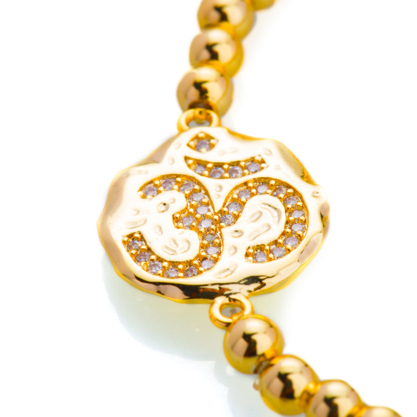 22K Gold Plated American Diamond Om Charm Bracelet For Girls, Teens & Women (MD_3010)