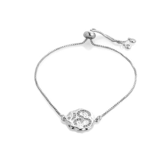 Sterling Silver Plated American Diamond Om Charm Strand Bracelet For Girls, Teens & Women (MD_3019)